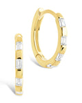 Sterling Silver Henley CZ Baguette Micro Hoop Earrings - Sterling Forever
