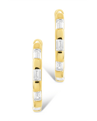 Sterling Silver Henley CZ Baguette Micro Hoop Earrings - Sterling Forever