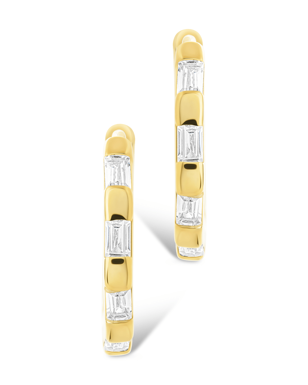 Sterling Silver Henley CZ Baguette Micro Hoop Earrings - Sterling Forever
