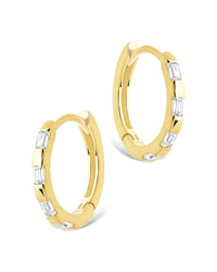 Sterling Silver Henley CZ Baguette Micro Hoop Earrings - Sterling Forever
