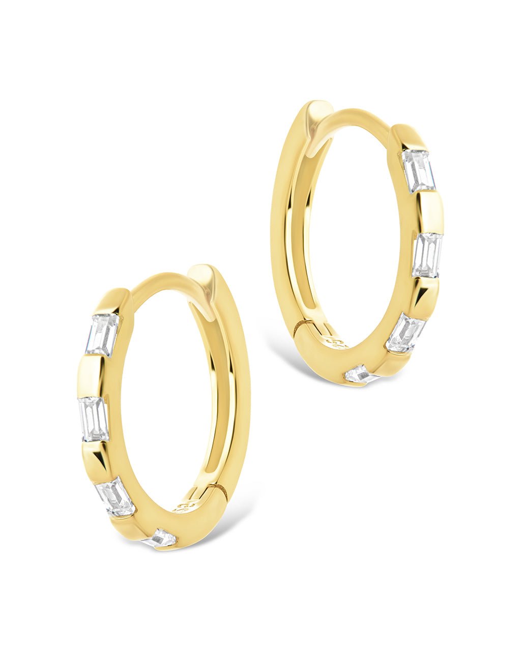 Sterling Silver Henley CZ Baguette Micro Hoop Earrings - Sterling Forever