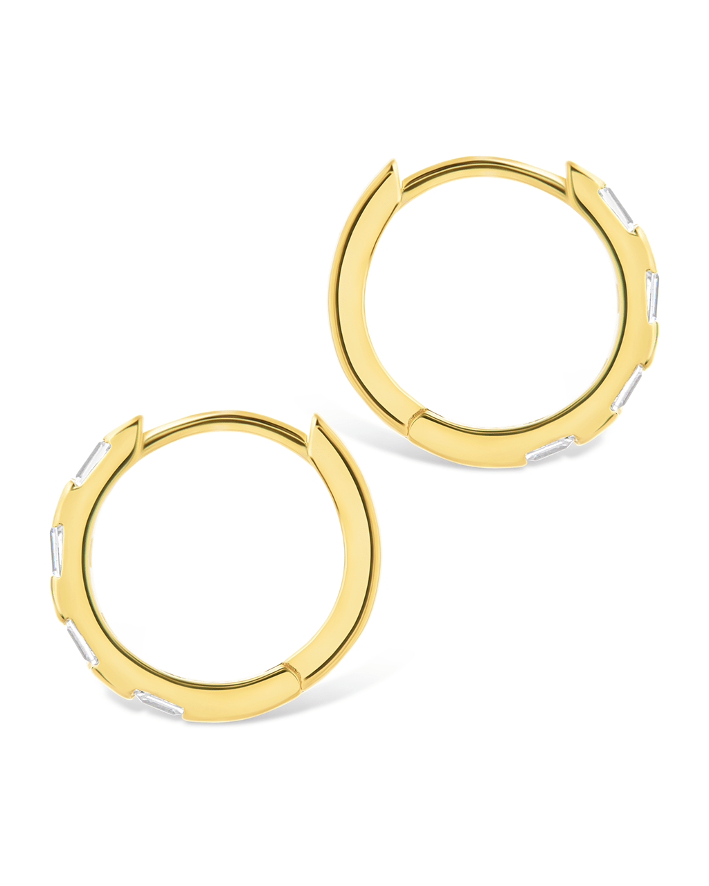 Sterling Silver Henley CZ Baguette Micro Hoop Earrings - Sterling Forever