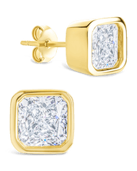 Sterling Silver Asscher Cut Bezel Set Stud Earrings - Sterling Forever