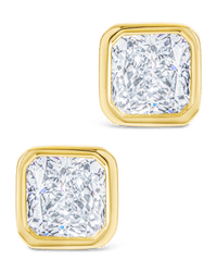 Sterling Silver Asscher Cut Bezel Set Stud Earrings - Sterling Forever
