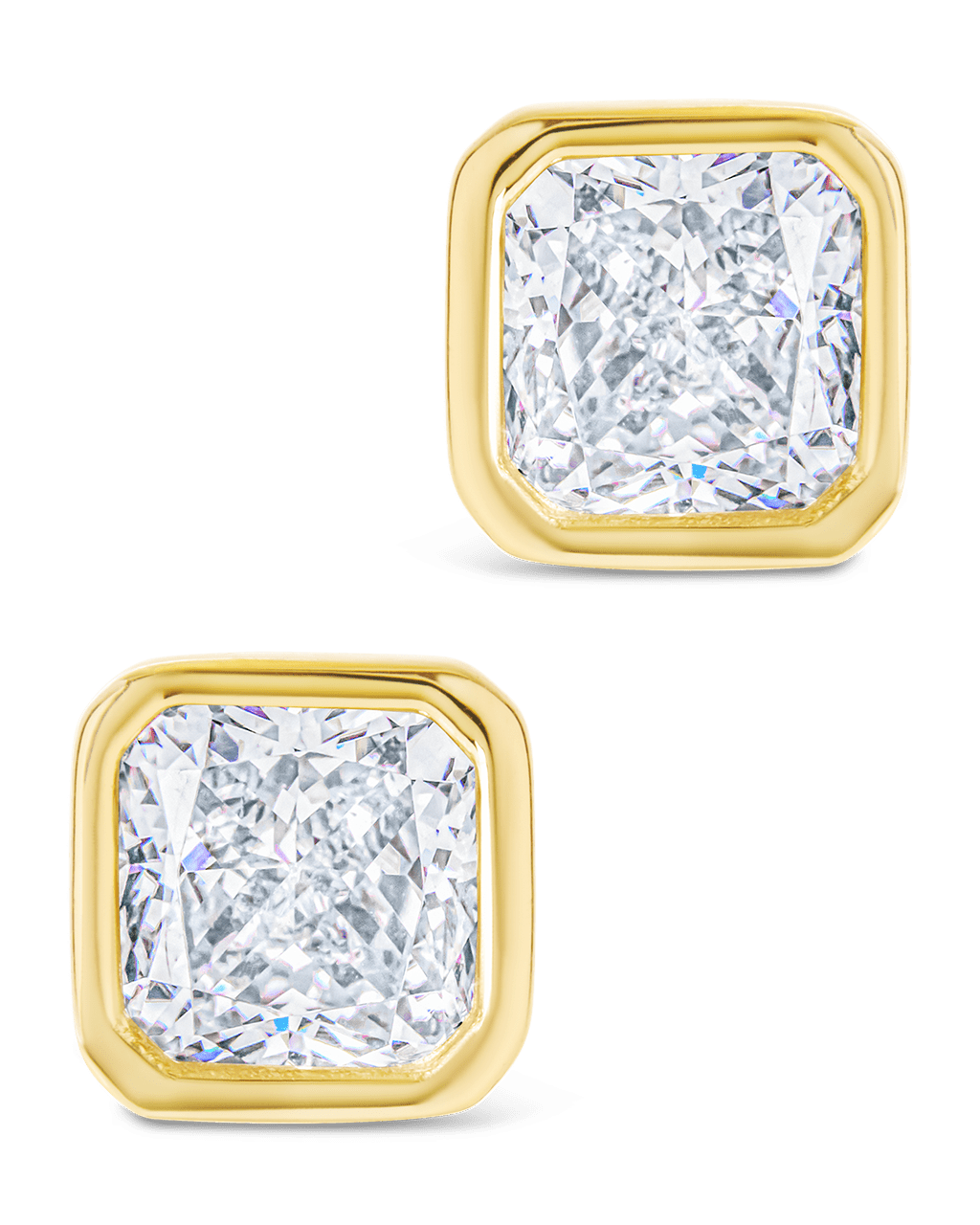 Sterling Silver Asscher Cut Bezel Set Stud Earrings - Sterling Forever