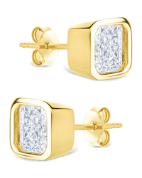Sterling Silver Asscher Cut Bezel Set Stud Earrings - Sterling Forever