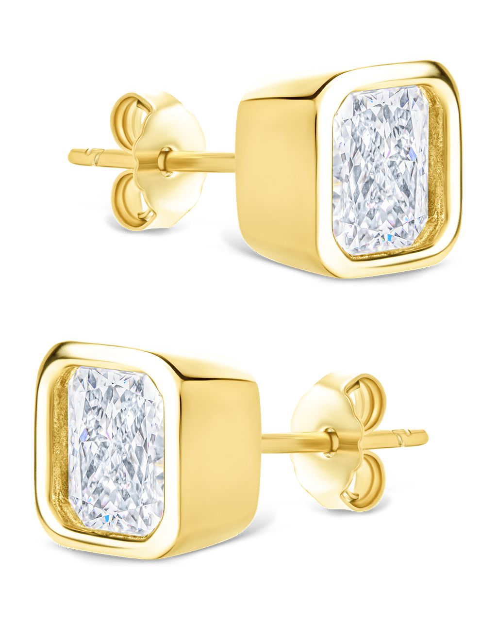 Sterling Silver Asscher Cut Bezel Set Stud Earrings - Sterling Forever
