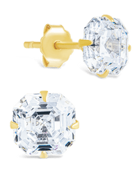 Sterling Silver Asscher Cut Prong Set Stud Earrings - Sterling Forever