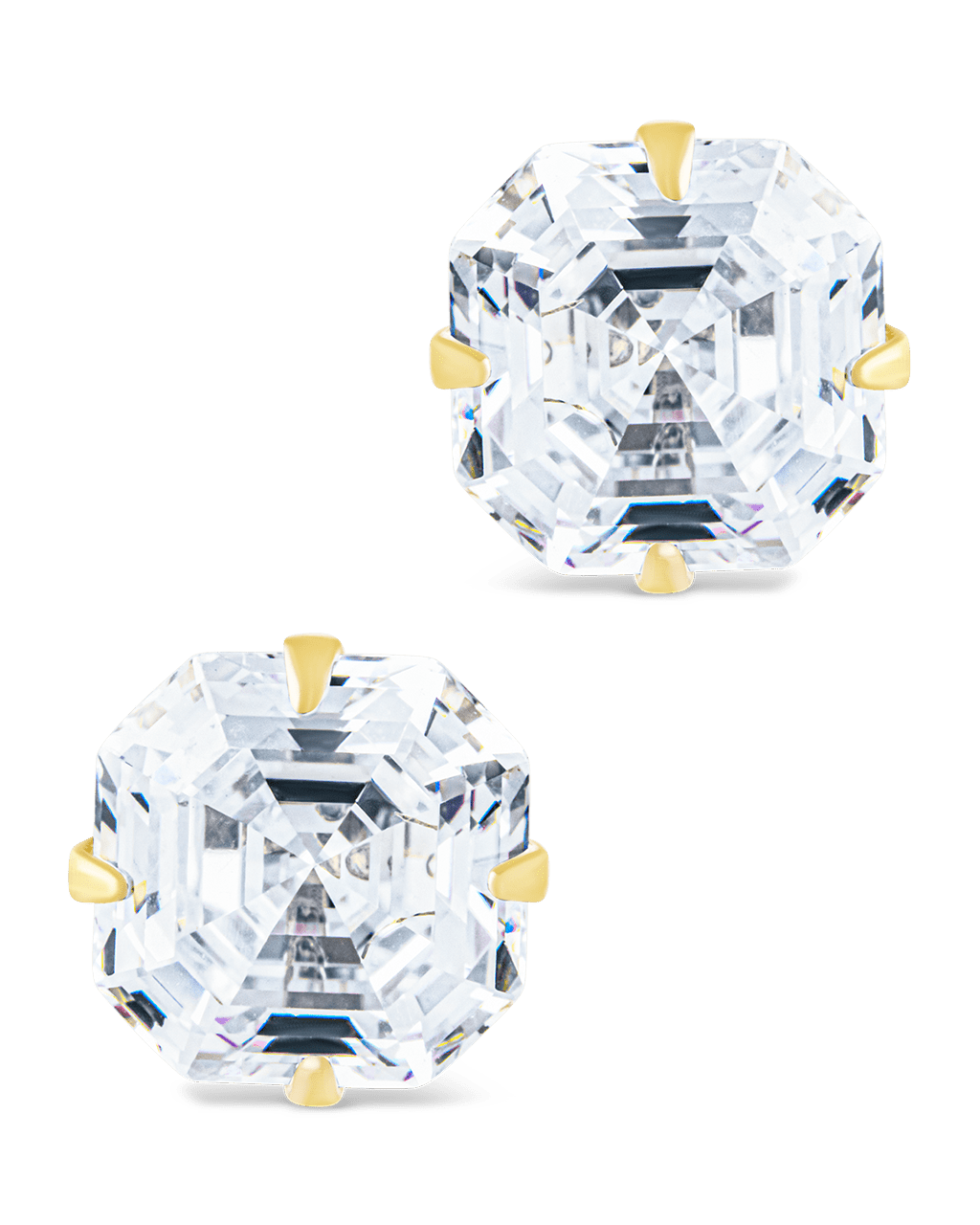 Sterling Silver Asscher Cut Prong Set Stud Earrings - Sterling Forever