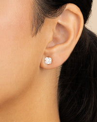 Sterling Silver Asscher Cut Prong Set Stud Earrings - Sterling Forever