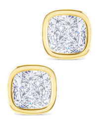 Sterling Silver Cushion Cut Bezel Set Stud Earrings - Sterling Forever