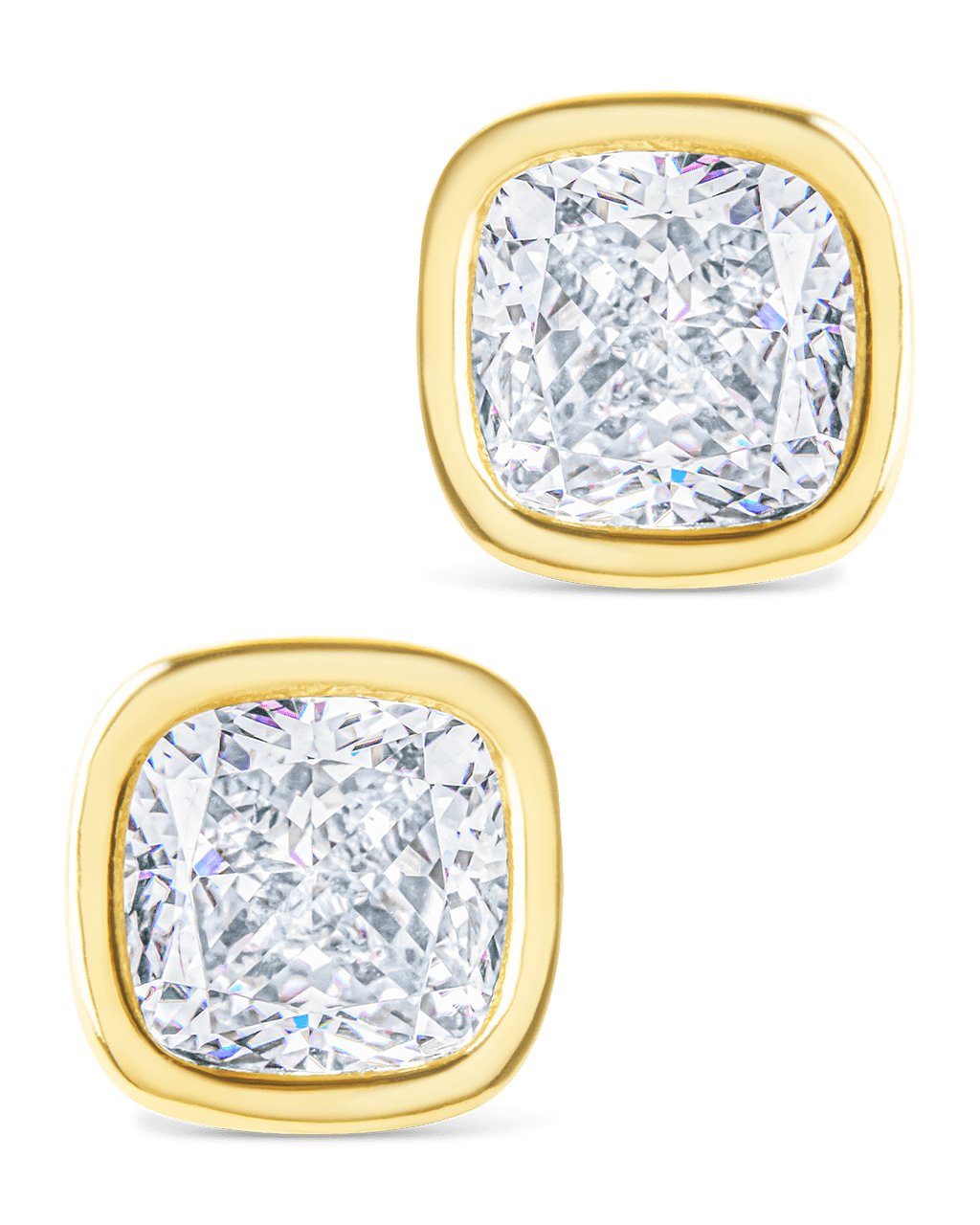 Sterling Silver Cushion Cut Bezel Set Stud Earrings - Sterling Forever