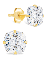 Sterling Silver Cushion Cut Prong Set Stud Earrings - Sterling Forever