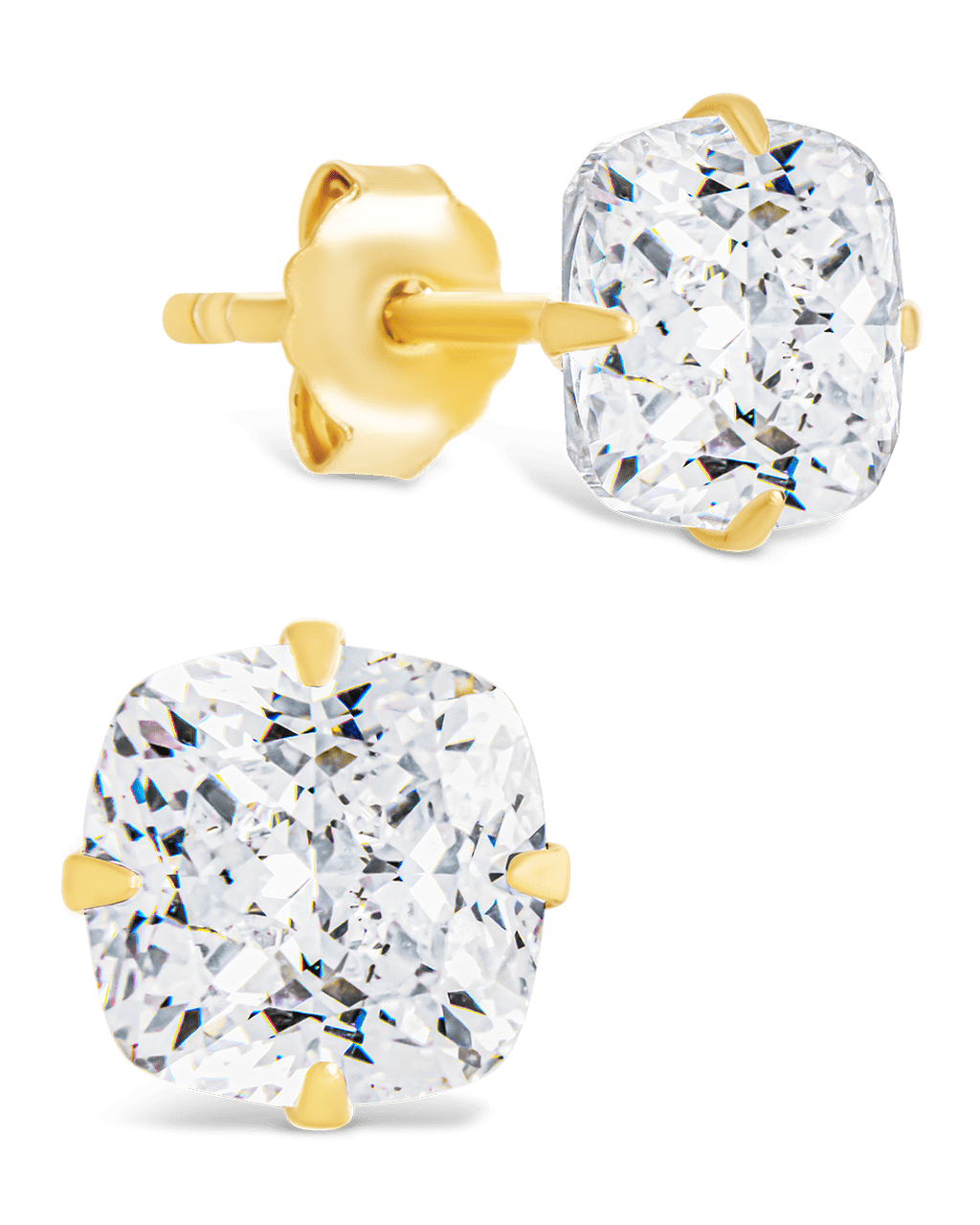 Sterling Silver Cushion Cut Prong Set Stud Earrings - Sterling Forever