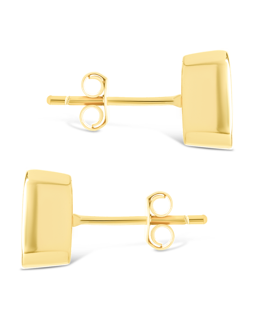 Sterling Silver Emerald Cut Bezel Set Stud Earrings - Sterling Forever