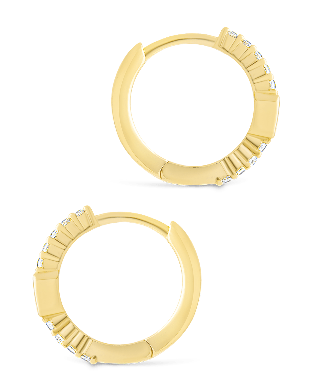 Sterling Silver Emerald Cut Bezel Set Huggie Hoop Earrings - Sterling Forever