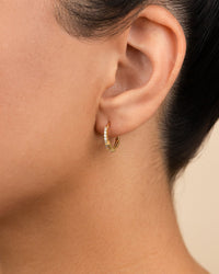 Sterling Silver Emerald Cut Bezel Set Huggie Hoop Earrings - Sterling Forever
