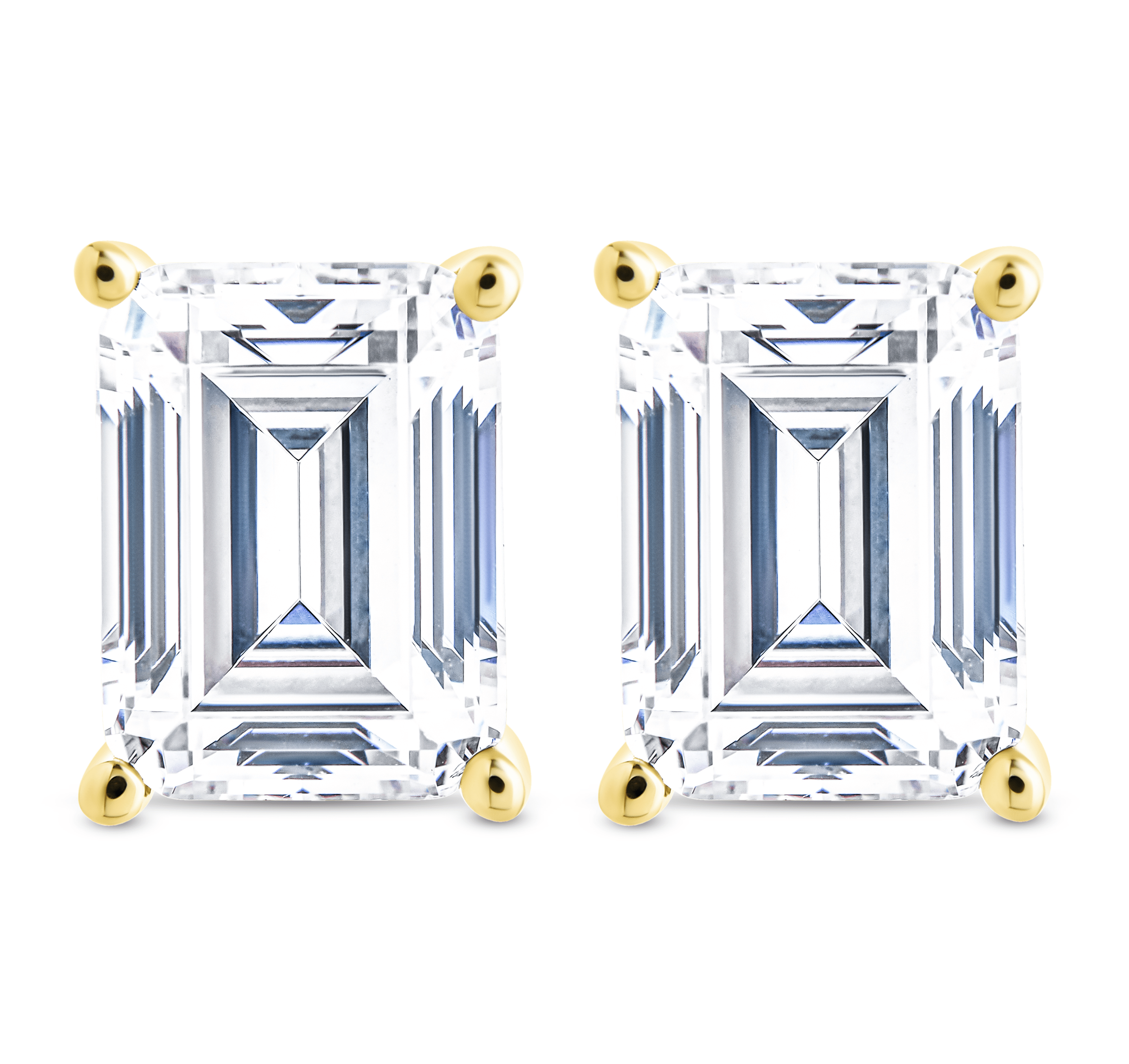 Sterling Silver Emerald Cut Prong Set Stud Earrings - Sterling Forever