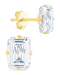 Sterling Silver Emerald Cut Prong Set Stud Earrings - Sterling Forever
