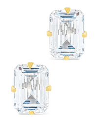 Sterling Silver Emerald Cut Prong Set Stud Earrings - Sterling Forever