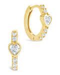 Sterling Silver Heart Cut Bezel Set Huggie Hoop Earrings - Sterling Forever