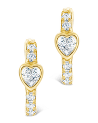 Sterling Silver Heart Cut Bezel Set Huggie Hoop Earrings - Sterling Forever