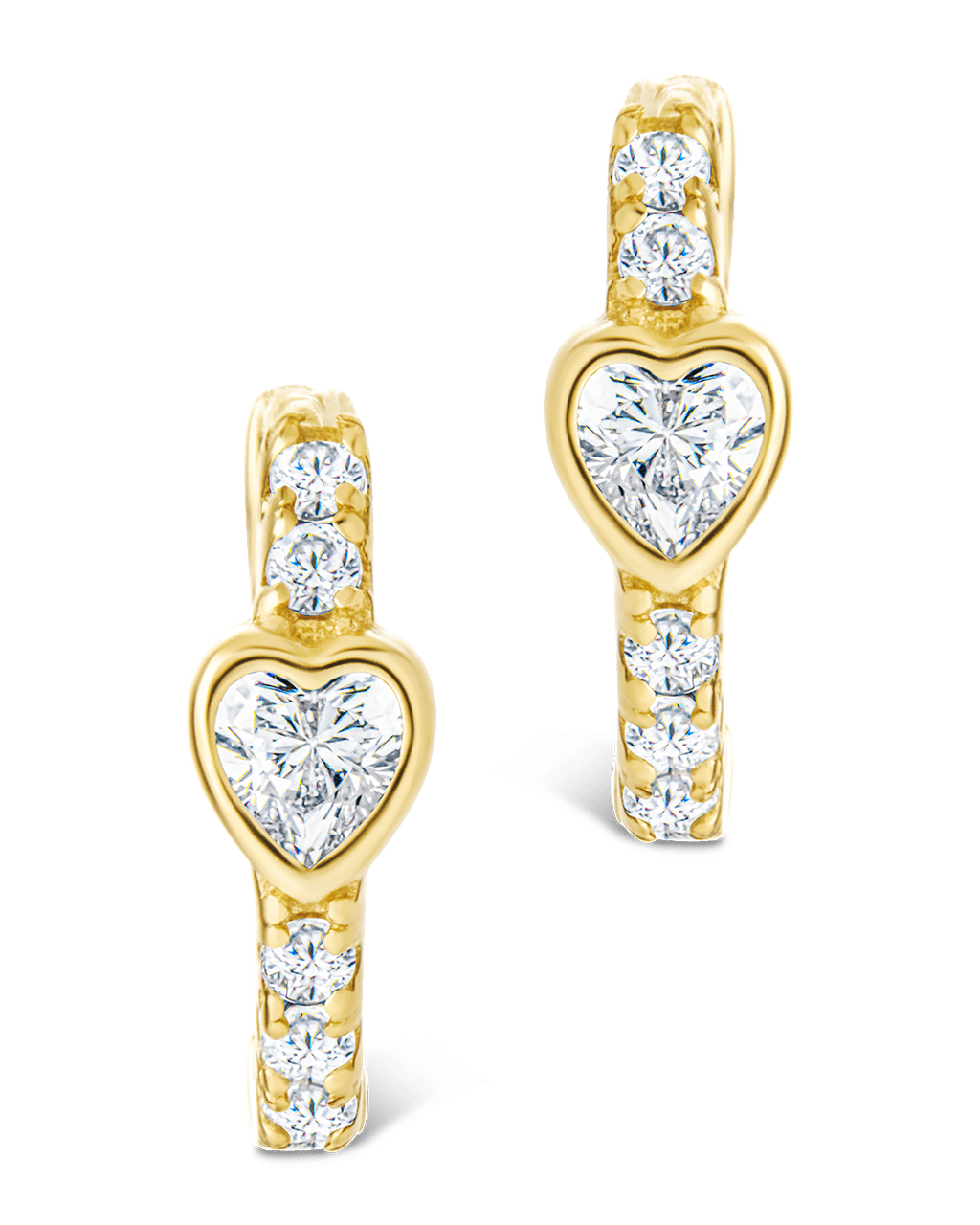 Sterling Silver Heart Cut Bezel Set Huggie Hoop Earrings - Sterling Forever