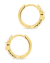 Sterling Silver Heart Cut Bezel Set Huggie Hoop Earrings - Sterling Forever
