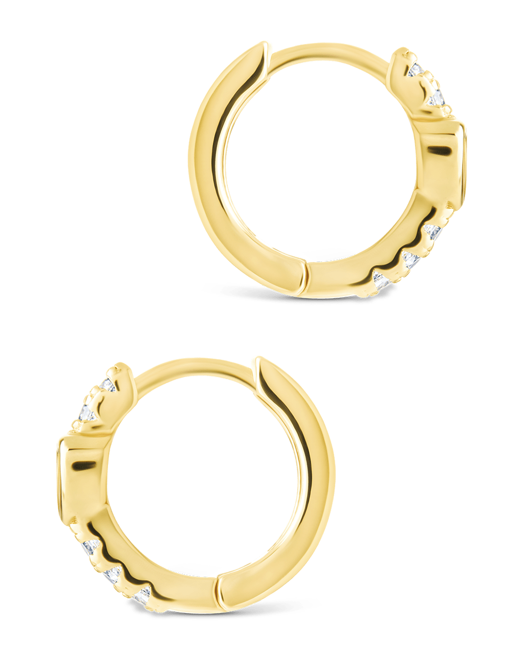 Sterling Silver Heart Cut Bezel Set Huggie Hoop Earrings - Sterling Forever