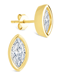 Sterling Silver Marquise Cut Bezel Set Stud Earrings - Sterling Forever