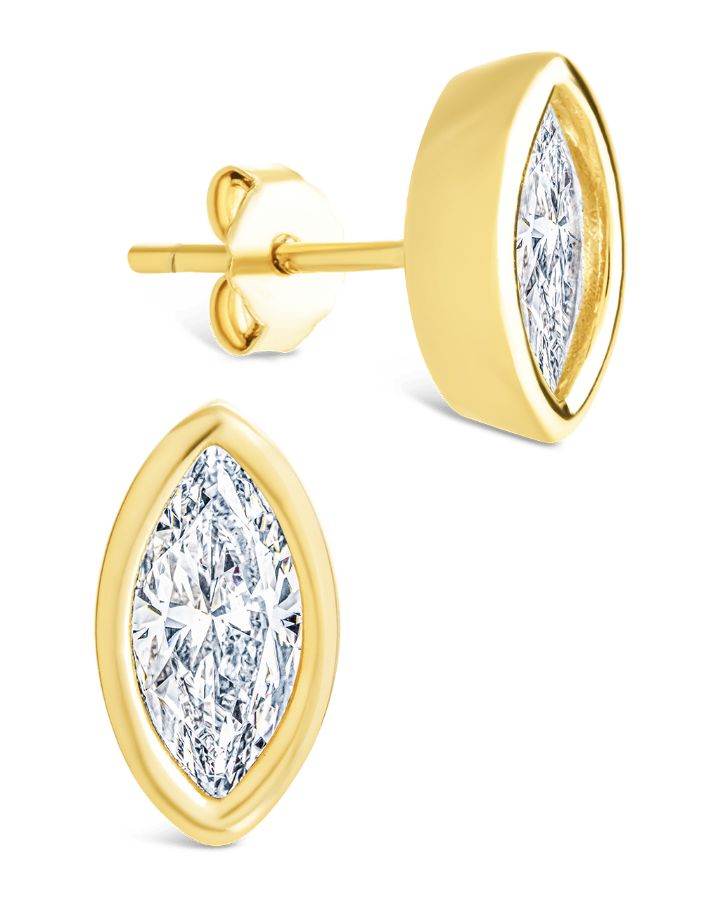 Sterling Silver Marquise Cut Bezel Set Stud Earrings - Sterling Forever