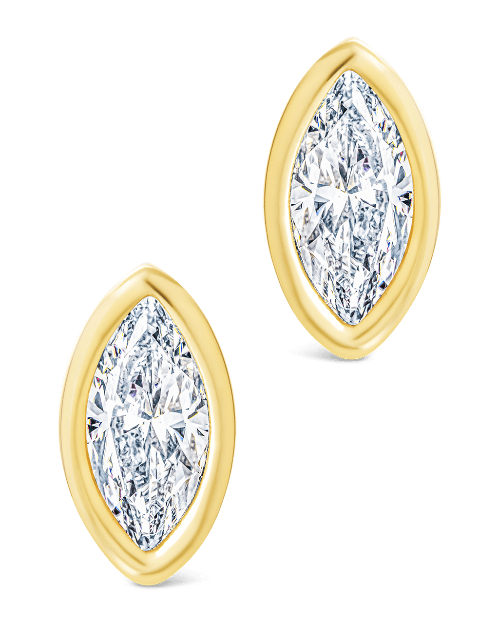 Sterling Silver Marquise Cut Bezel Set Stud Earrings - Sterling Forever