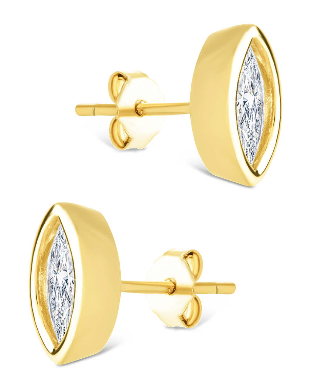 Sterling Silver Marquise Cut Bezel Set Stud Earrings - Sterling Forever