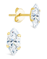 Sterling Silver Marquise Cut Prong Set Stud Earrings - Sterling Forever
