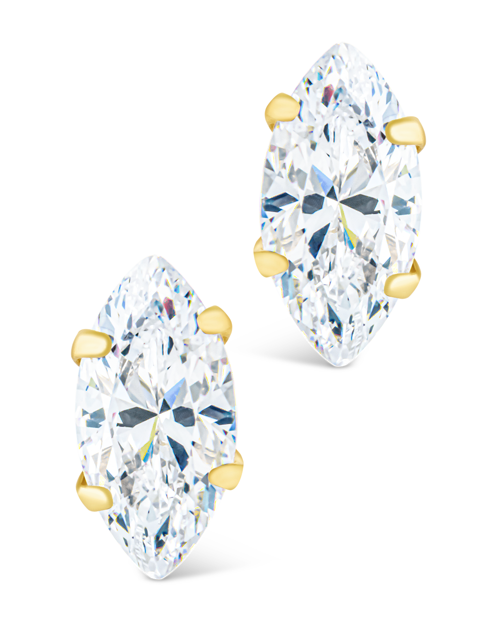 Sterling Silver Marquise Cut Prong Set Stud Earrings