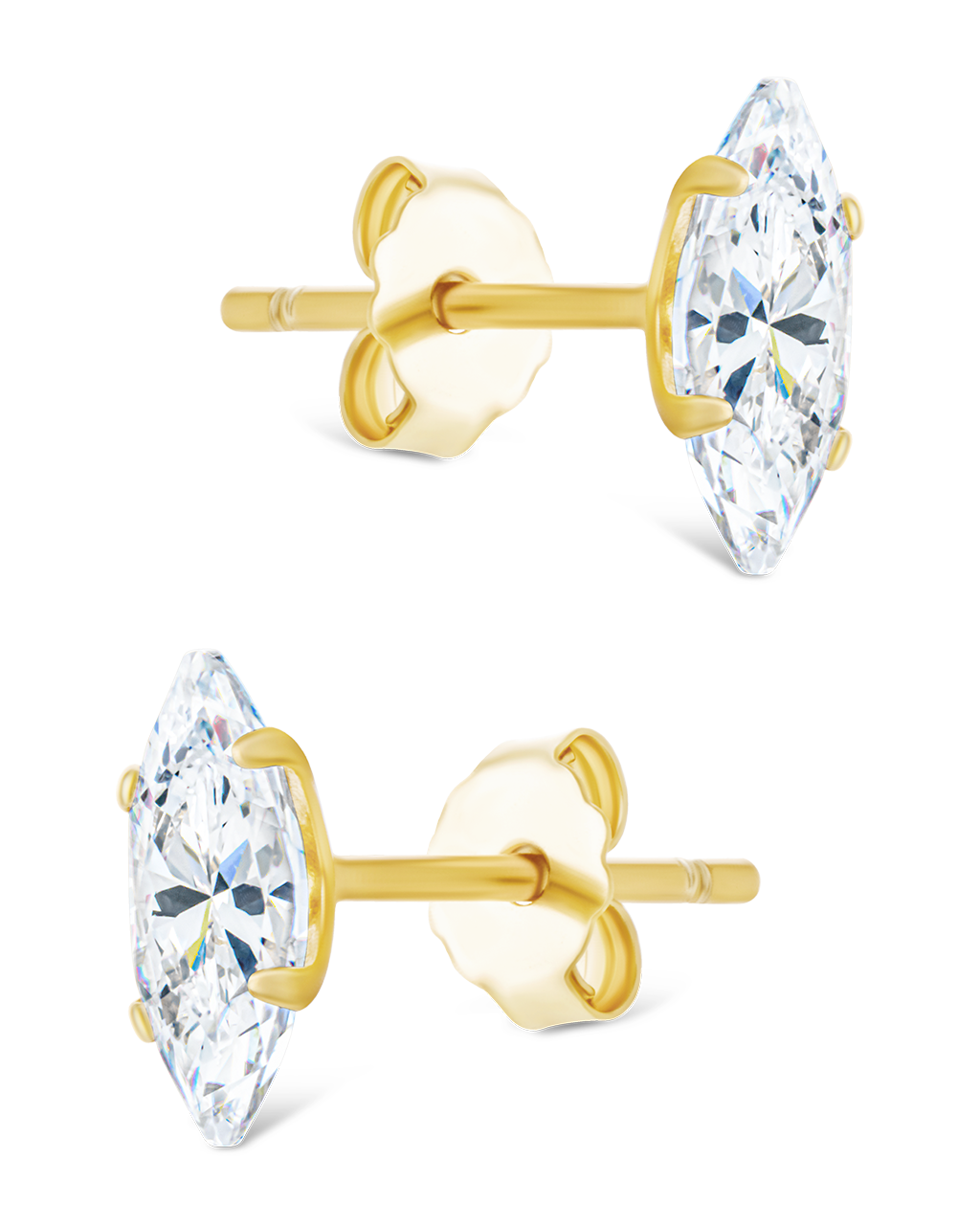 Sterling Silver Marquise Cut Prong Set Stud Earrings