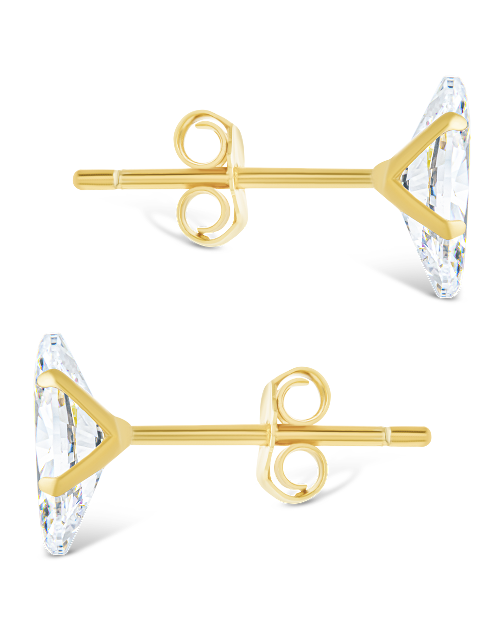 Sterling Silver Marquise Cut Prong Set Stud Earrings