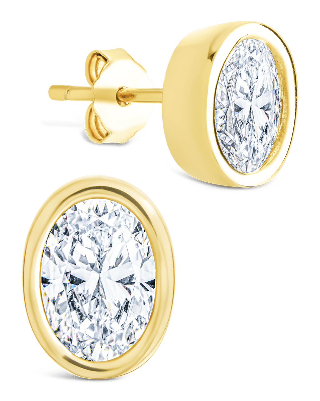 Sterling Silver Oval Cut Bezel Set Stud Earrings - Sterling Forever