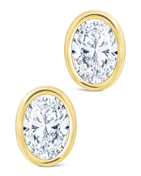 Sterling Silver Oval Cut Bezel Set Stud Earrings - Sterling Forever