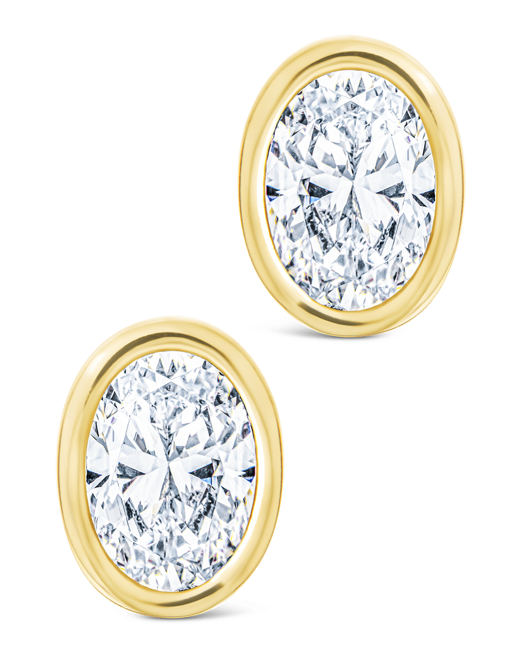 Sterling Silver Oval Cut Bezel Set Stud Earrings - Sterling Forever