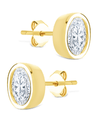 Sterling Silver Oval Cut Bezel Set Stud Earrings - Sterling Forever