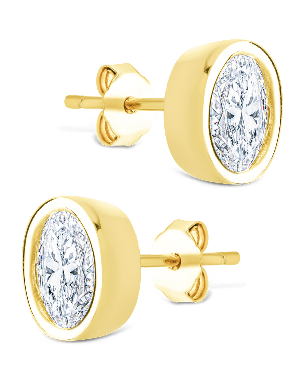 Sterling Silver Oval Cut Bezel Set Stud Earrings - Sterling Forever