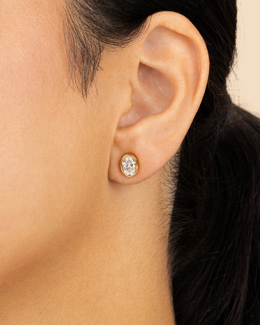 Sterling Silver Oval Cut Bezel Set Stud Earrings - Sterling Forever