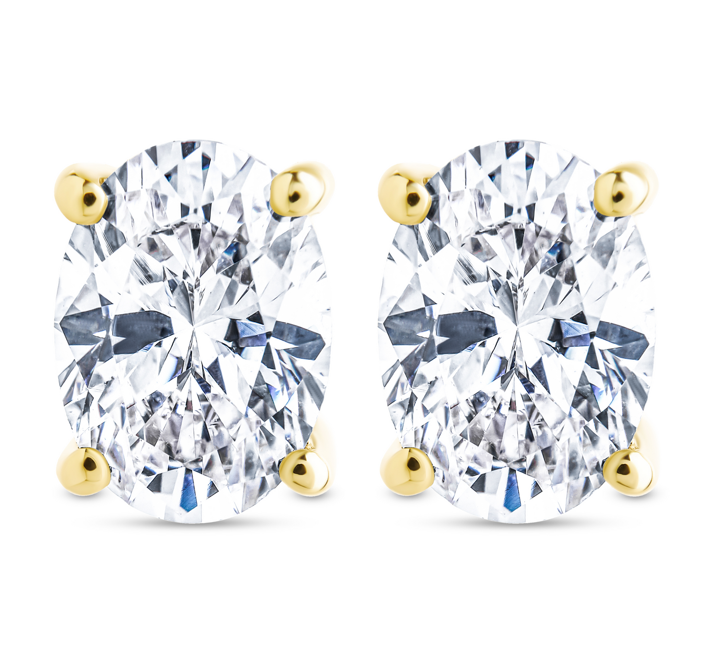 Sterling Silver Oval Cut Prong Set Stud Earrings