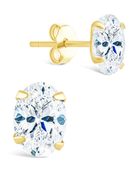 Sterling Silver Oval Cut Prong Set Stud Earrings - Sterling Forever