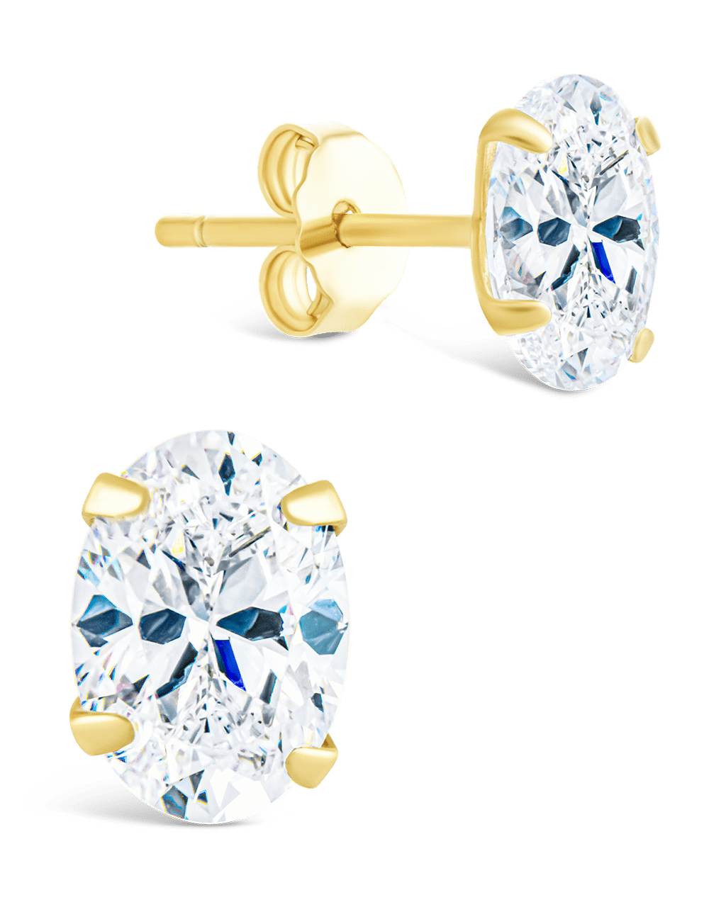 Sterling Silver Oval Cut Prong Set Stud Earrings - Sterling Forever