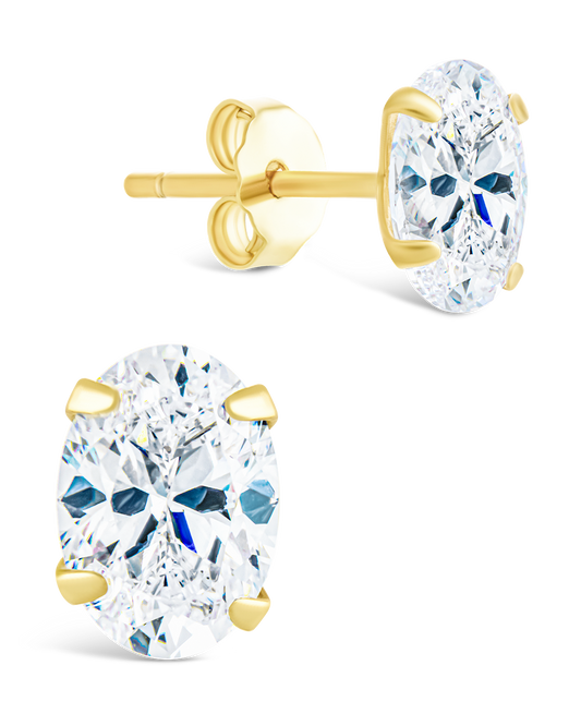 Sterling Silver Oval Cut Prong Set Stud Earrings