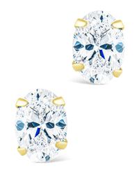 Sterling Silver Oval Cut Prong Set Stud Earrings - Sterling Forever