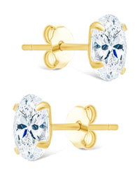 Sterling Silver Oval Cut Prong Set Stud Earrings - Sterling Forever