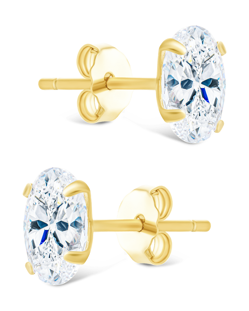 Sterling Silver Oval Cut Prong Set Stud Earrings - Sterling Forever